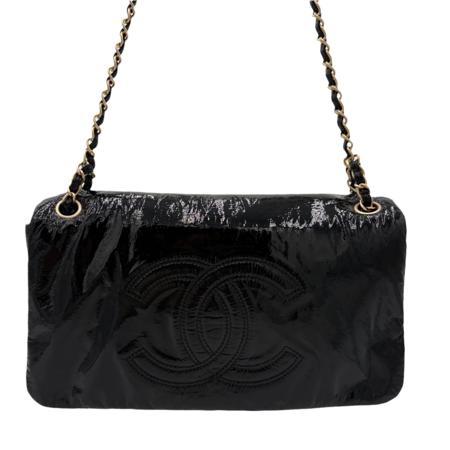 Chanel Rock and Chain Flap Bag-Black Patent : Medium