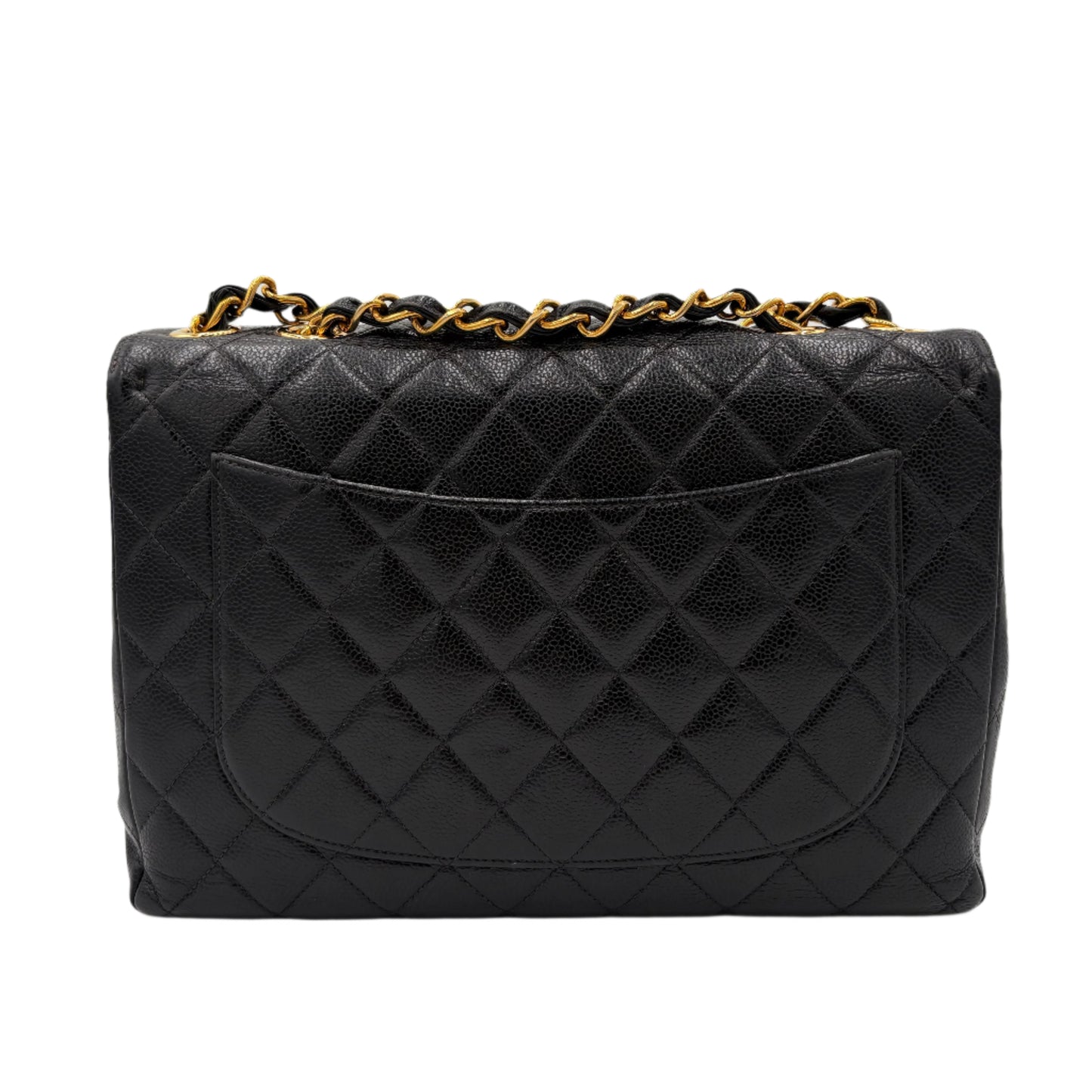 2002 Chanel Caviar Flap Bag-Black : Jumbo