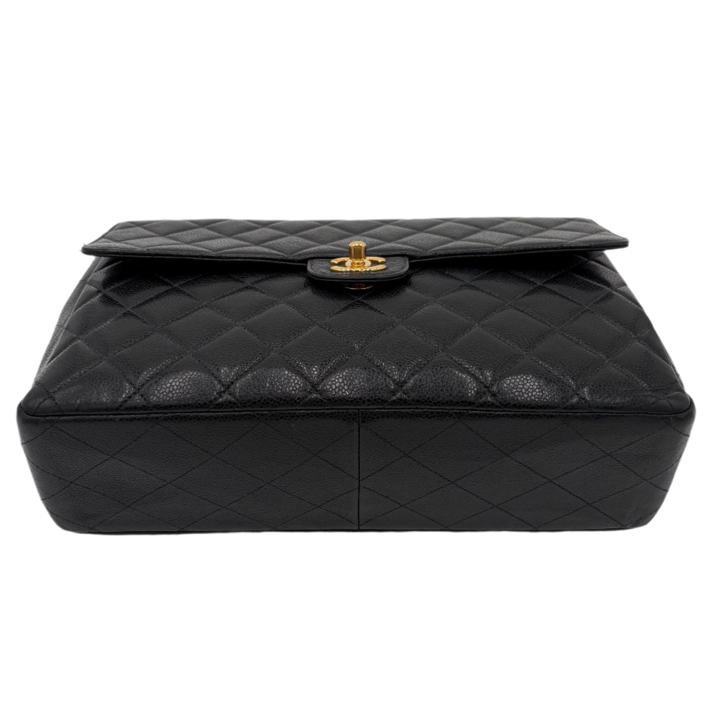 2002 Chanel Caviar Flap Bag-Black : Jumbo