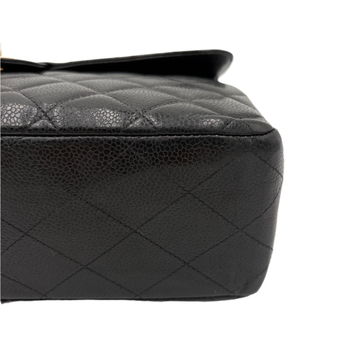 2002 Chanel Caviar Flap Bag-Black : Jumbo