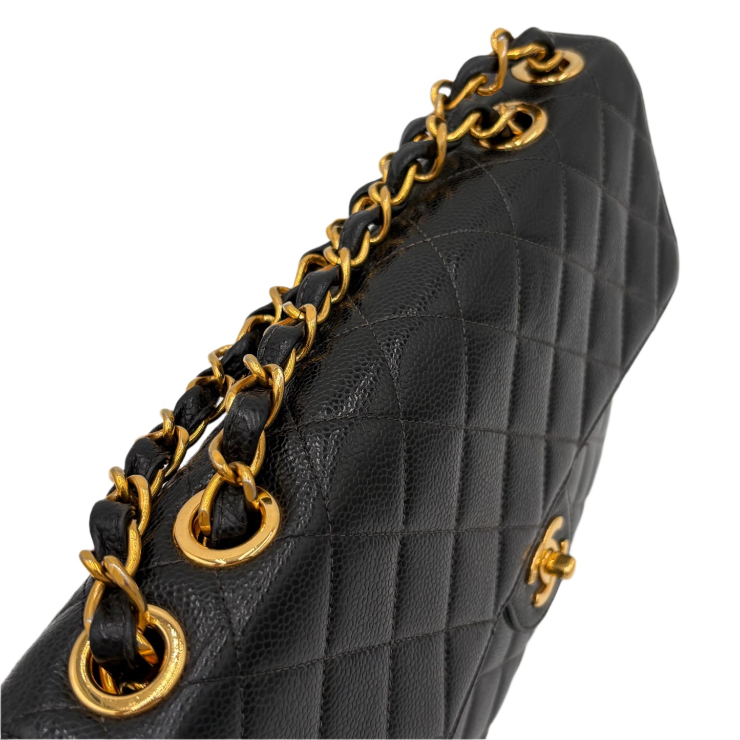 2002 Chanel Caviar Flap Bag-Black : Jumbo
