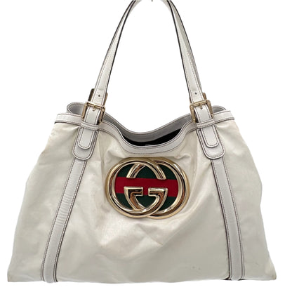 Gucci Britt Web Hobo Bag-White Patent