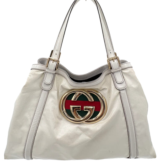 Gucci Britt Web Hobo Bag-White Patent
