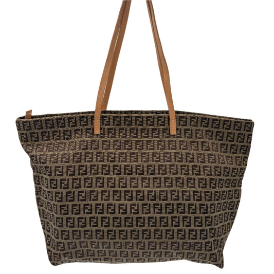 2006 Fendi Zucchino Monogram Tote Bag Brown
