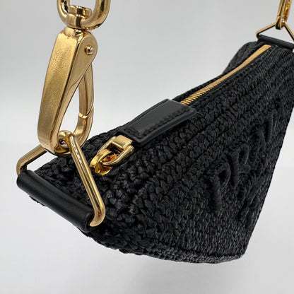 Prada Triangle Crochet Shoulder Bag Black