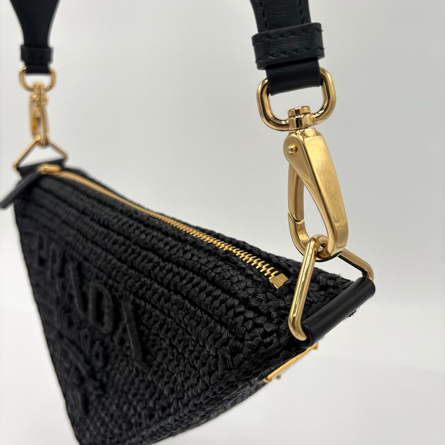 Prada Triangle Crochet Shoulder Bag Black