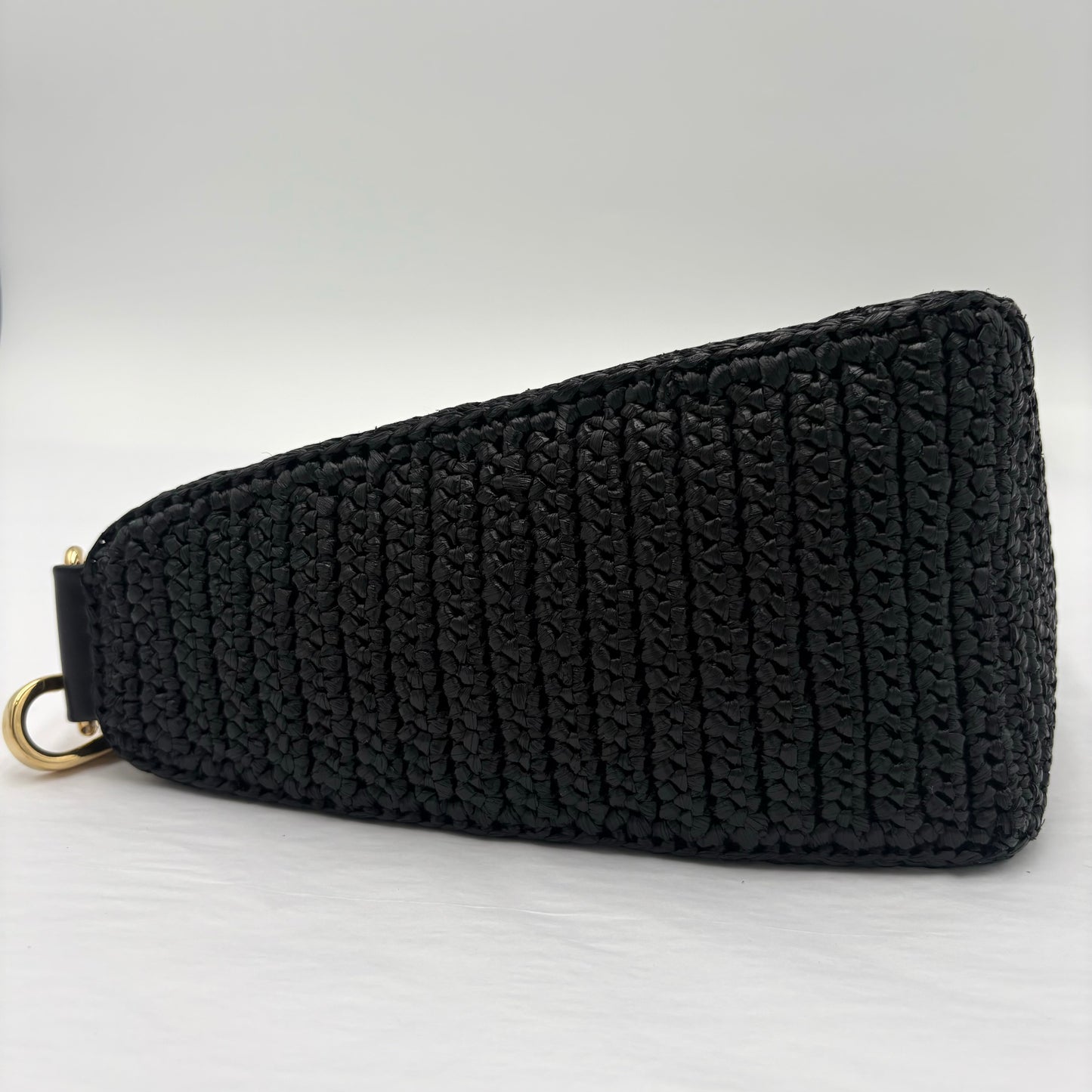 Prada Triangle Crochet Shoulder Bag Black