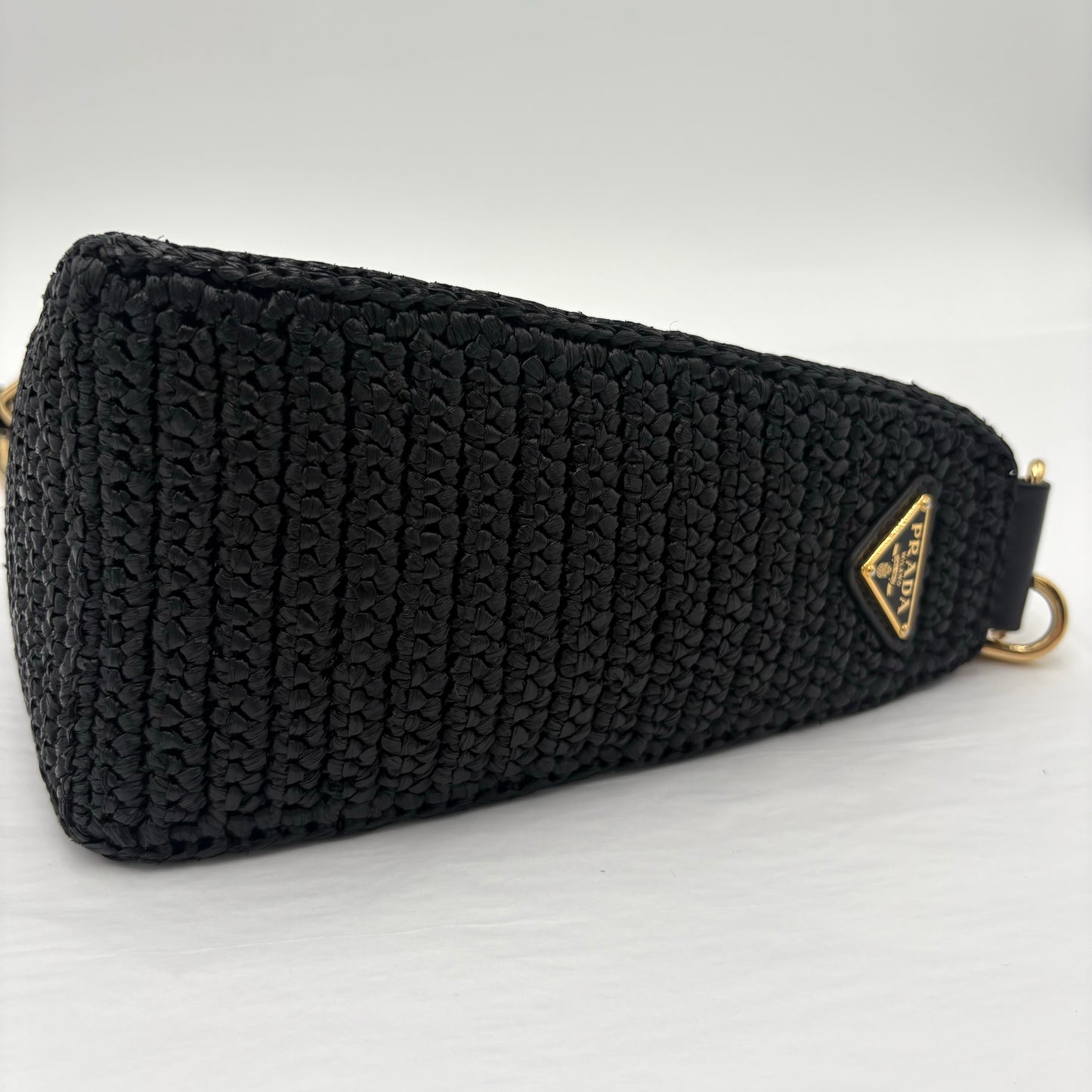 Prada Triangle Crochet Shoulder Bag Black