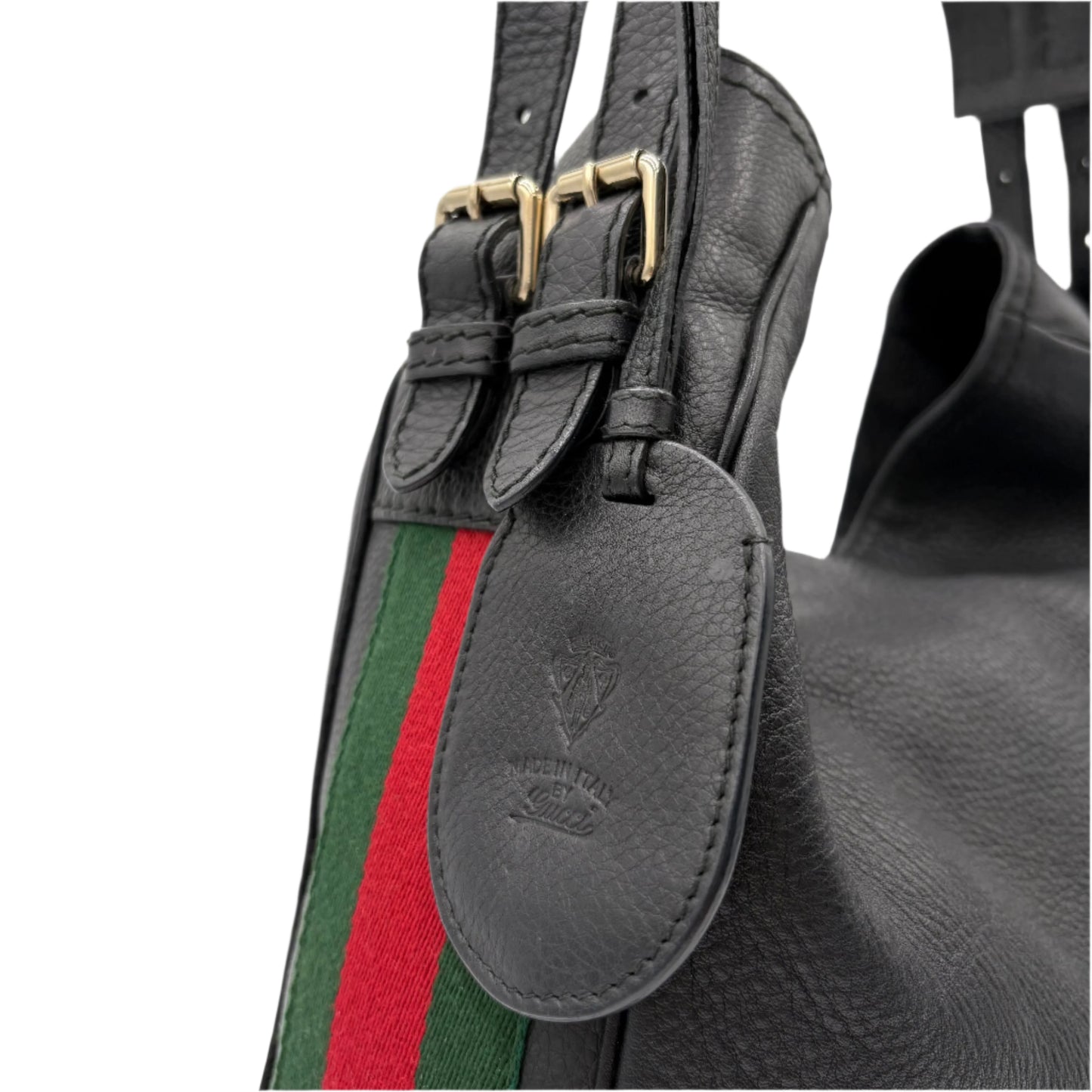 Gucci Heritage Pebble Leather Messenger Web Bag