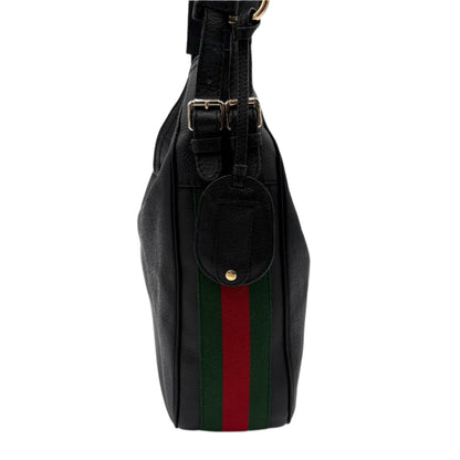 Gucci Heritage Pebble Leather Messenger Web Bag