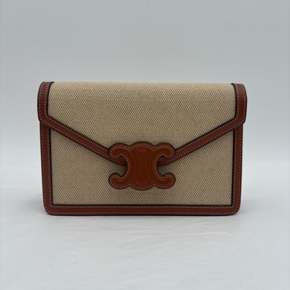 Celine Triomphe Chain Leather Crossbody Bag