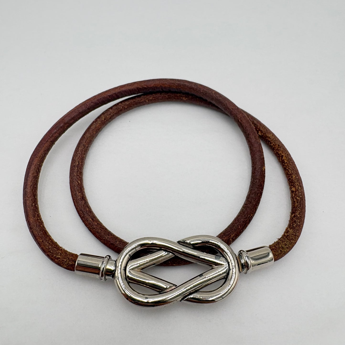 Hermes Leather Atame Double Wrap Bracelet