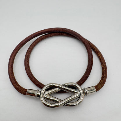 Hermes Leather Atame Double Wrap Bracelet