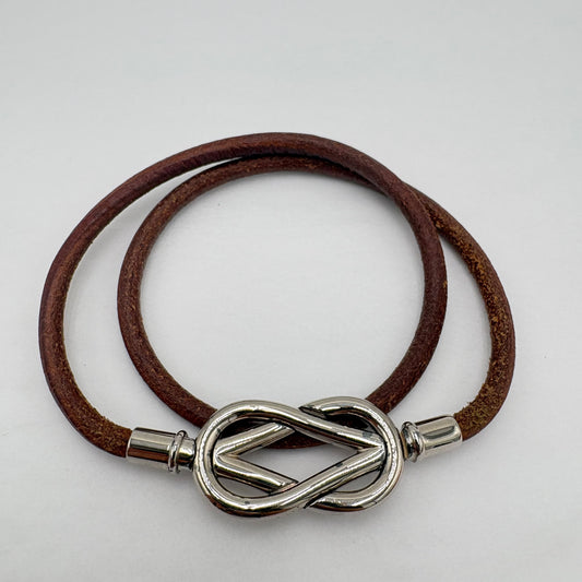 Hermes Leather Atame Double Wrap Bracelet