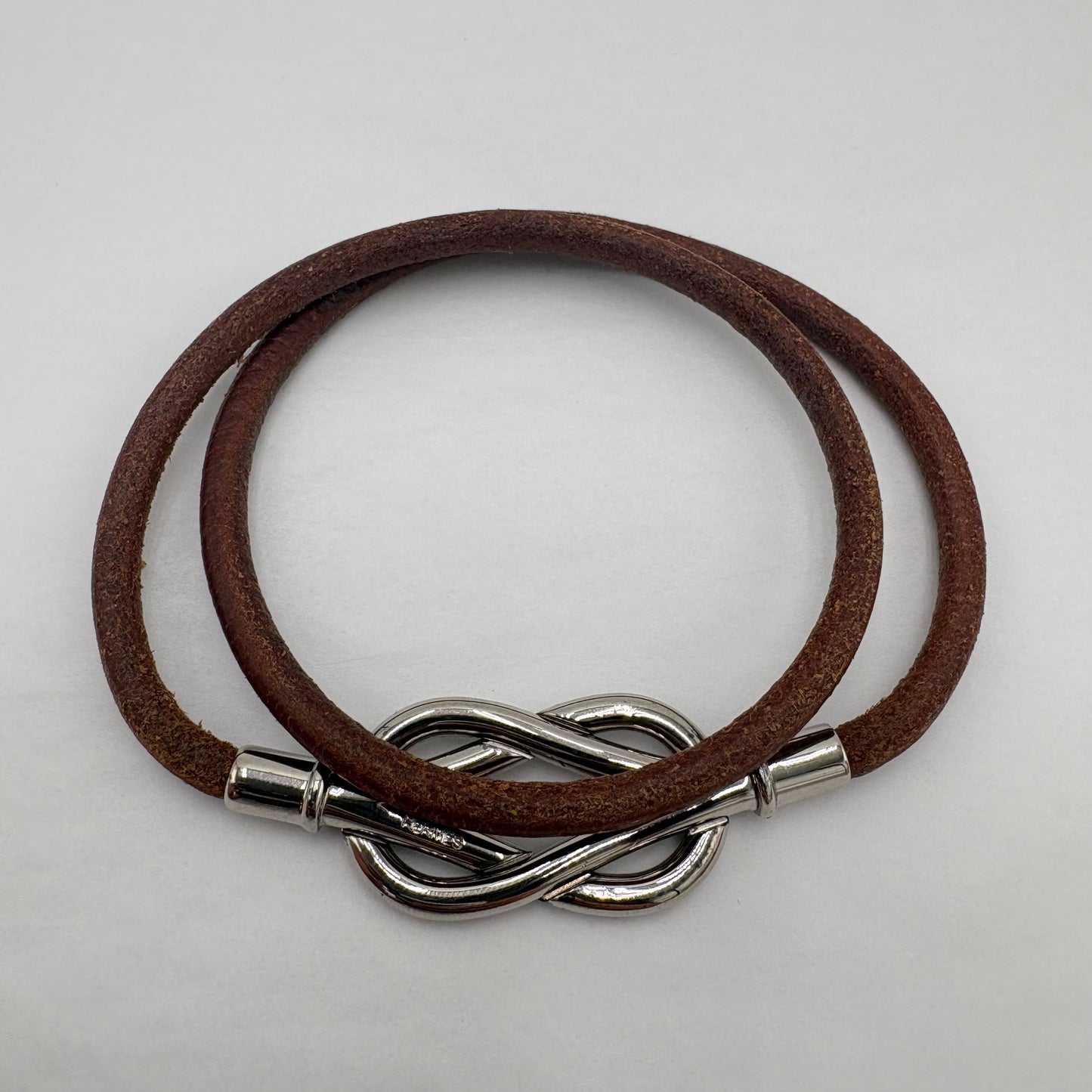Hermes Leather Atame Double Wrap Bracelet