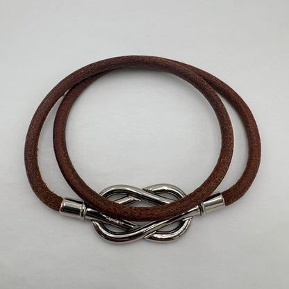 Hermes Leather Atame Double Wrap Bracelet