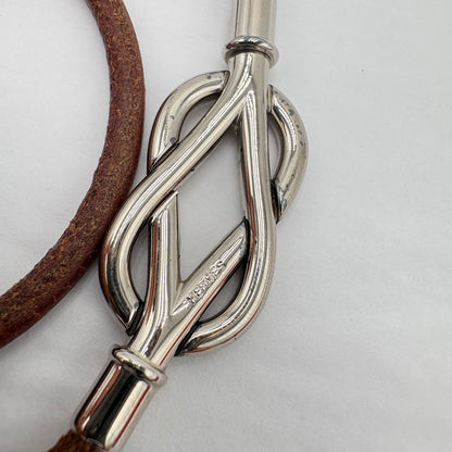 Hermes Leather Atame Double Wrap Bracelet