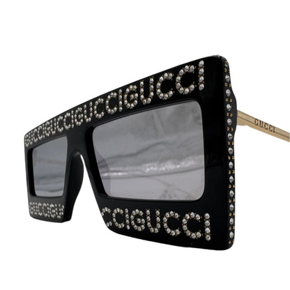 GUCCI Black Gold Hollywood Forever Crystal Sunglasses