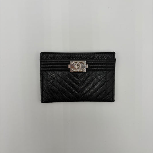 Chanel Chevron quilted Boy Card Holder