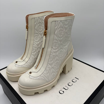 NIB Gucci G Rhombus Quilted Ankle Boots