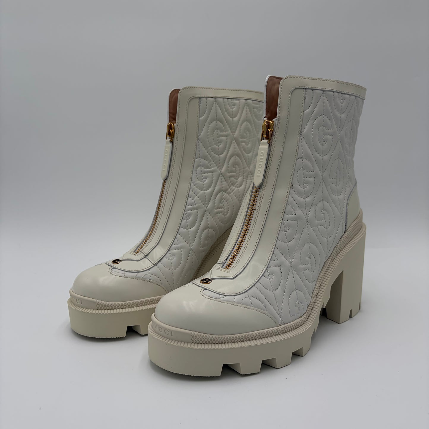 NIB Gucci G Rhombus Quilted Ankle Boots