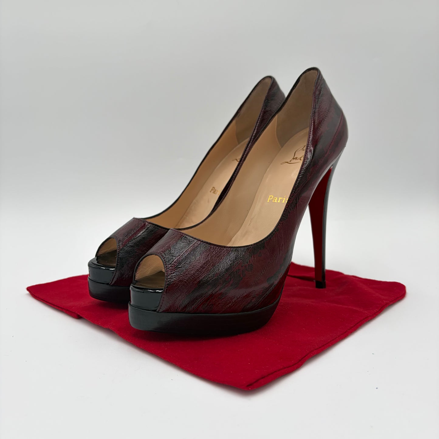 Christian Louboutin Eel Skin Peep Toe