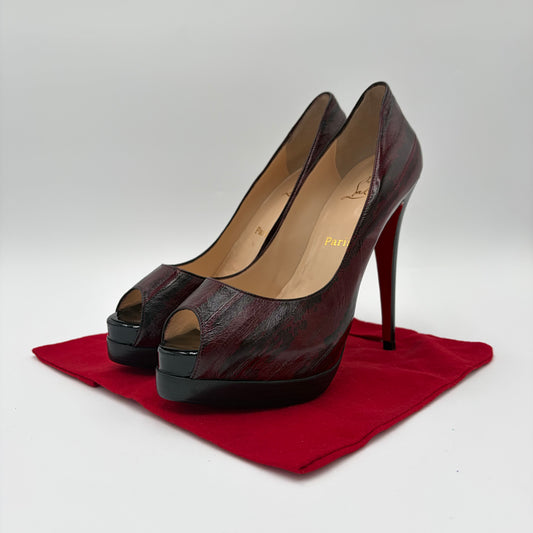 Christian Louboutin Eel Skin Peep Toe