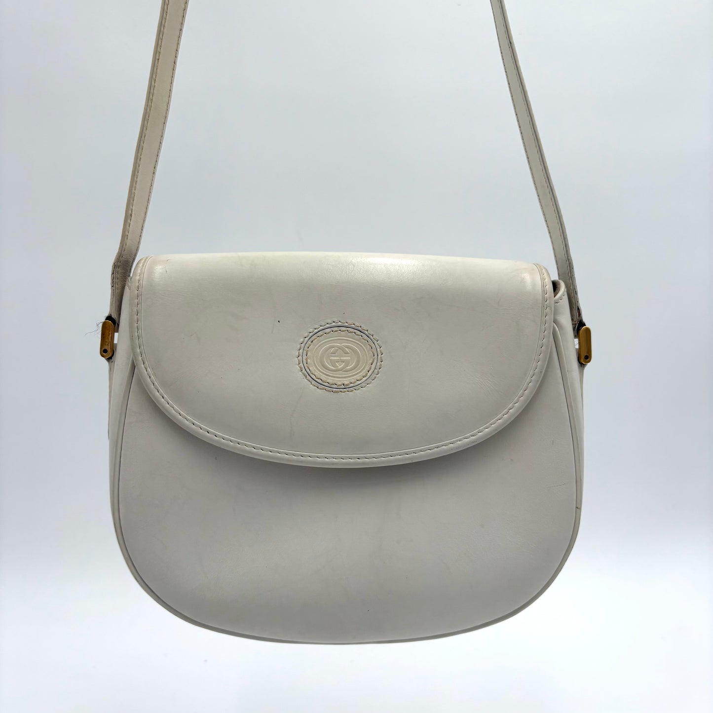 Vintage White Leather Gucci Crossbody