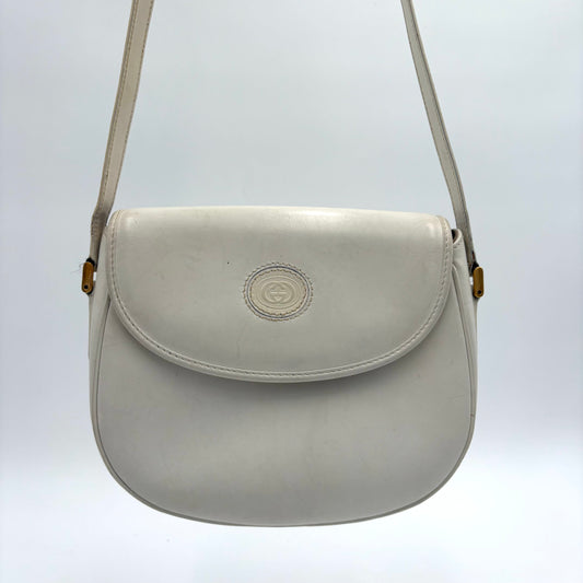 Vintage White Leather Gucci Crossbody