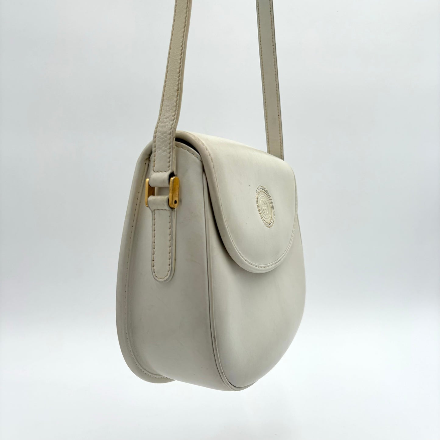 Vintage White Leather Gucci Crossbody