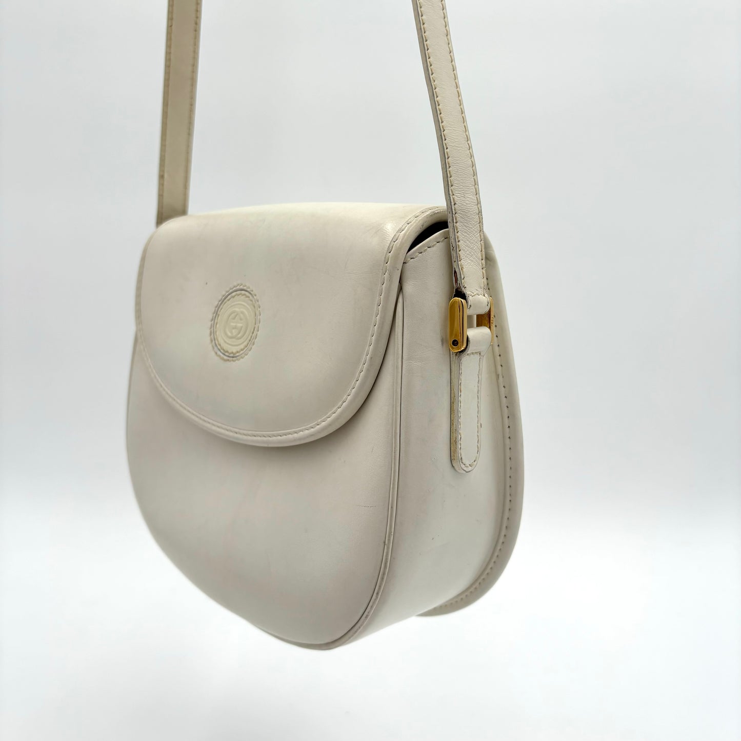 Vintage White Leather Gucci Crossbody