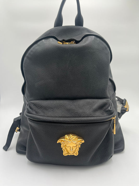 Versace Medusa Leather Backpack-Black : Large