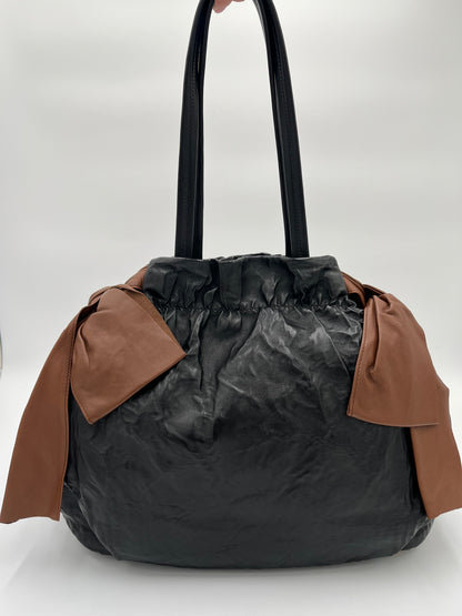 Prada Bow Nappa Satchel Bag-Black/Brown