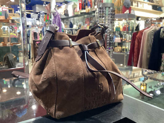Carolina Herrera Suede Embossed Bucket Bag