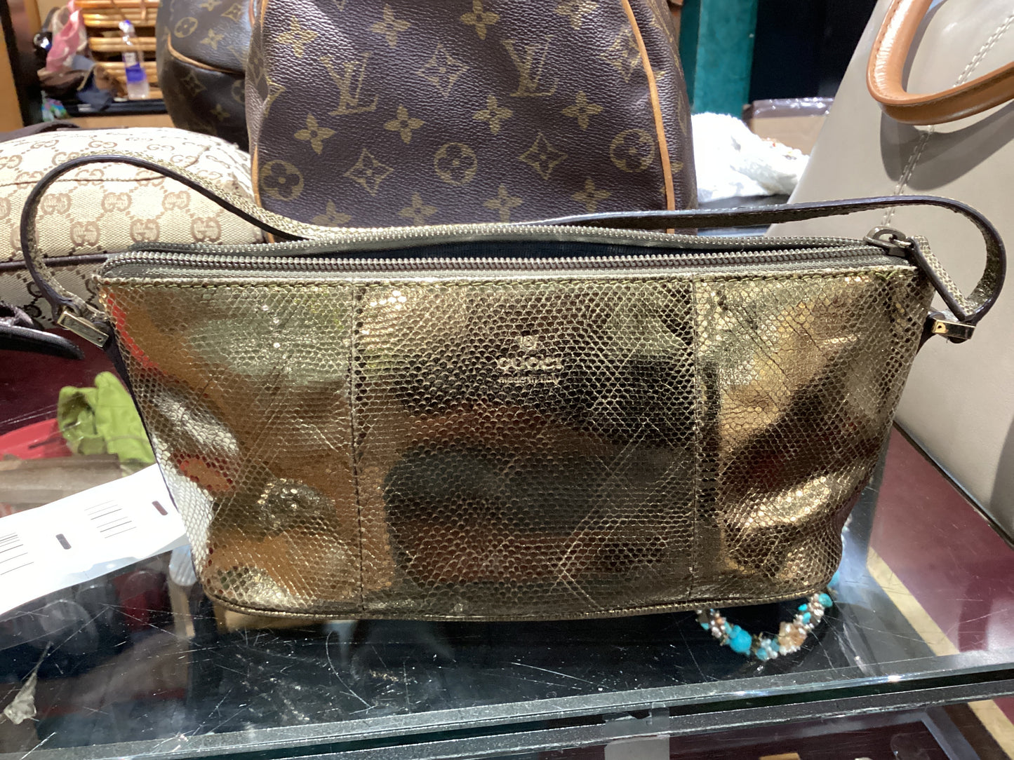 Gucci Snake Skin Karung Boat Pochette
