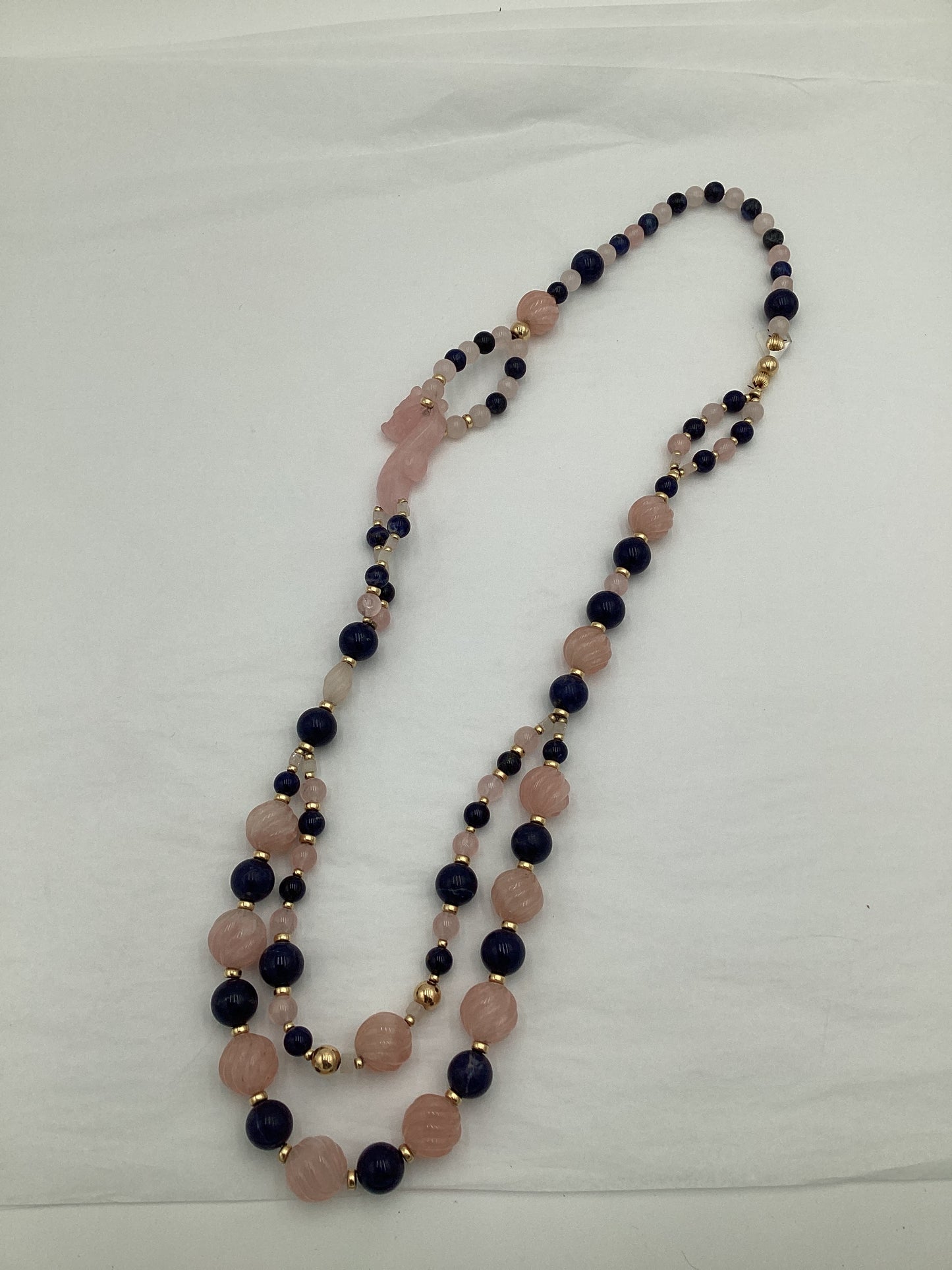 Rose Quartz and Lapis Long Beads