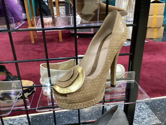 Fendi Suede Snake Embossed Pumps