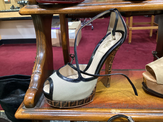 Fendi Zucca Cross Strap Pumps