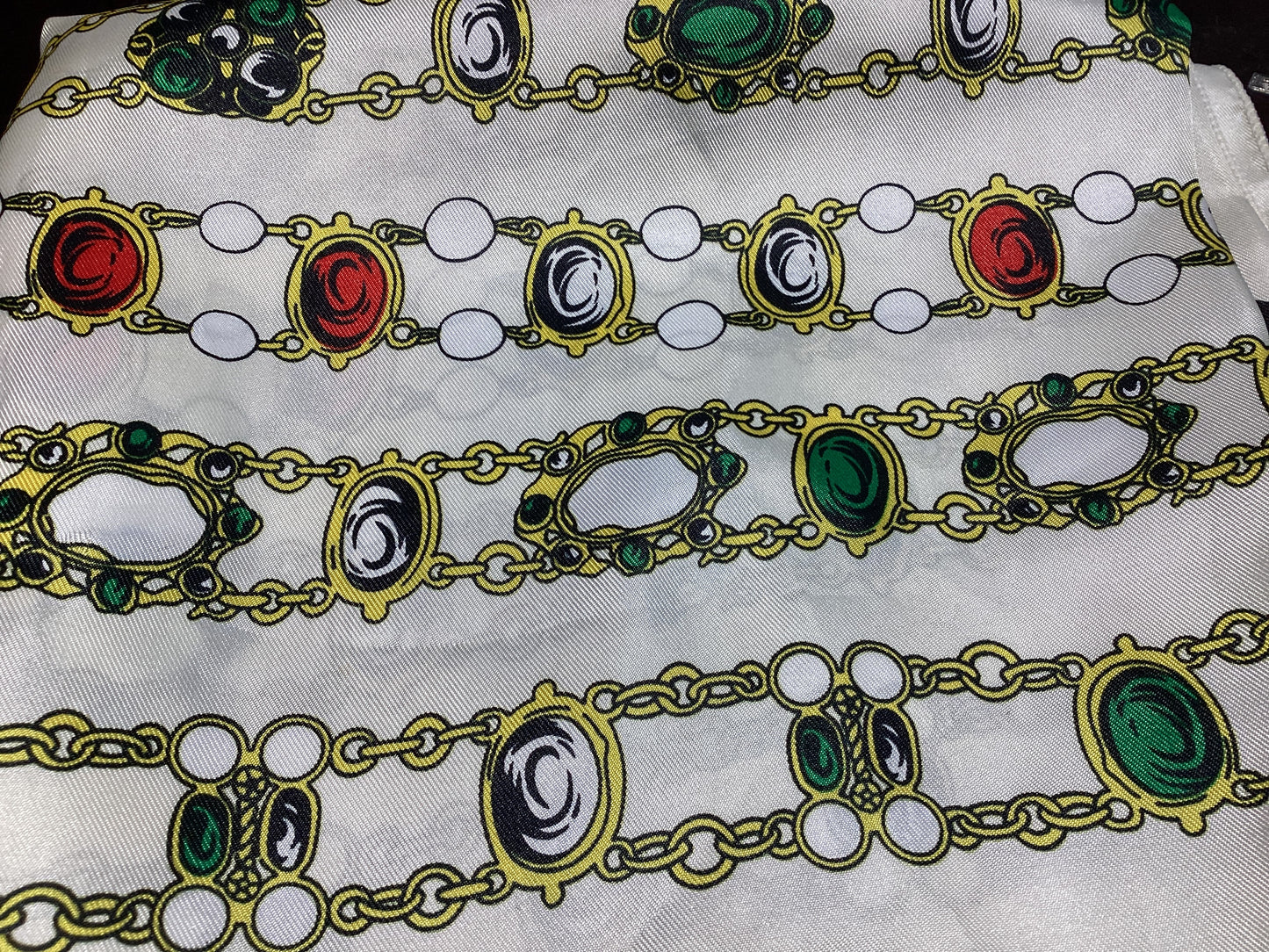 Chanel CC Logo Gripoix Chain Motif Scarf AS IS