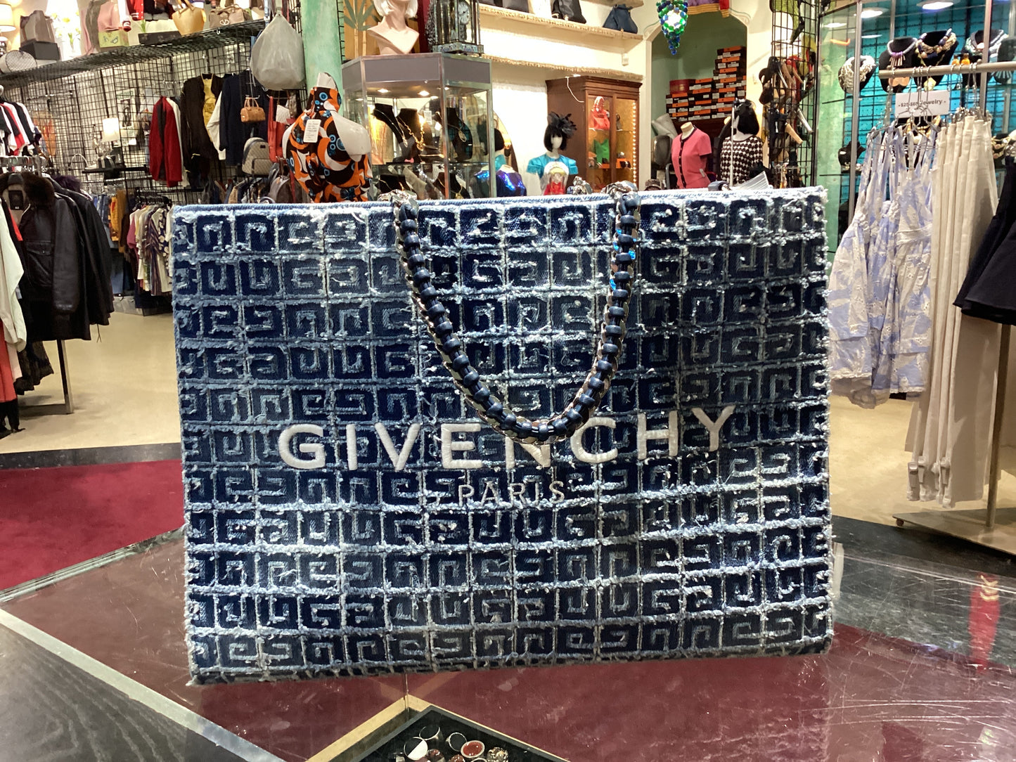 GIVENCHY G Tote 4G Logo Denim with Chain Handle